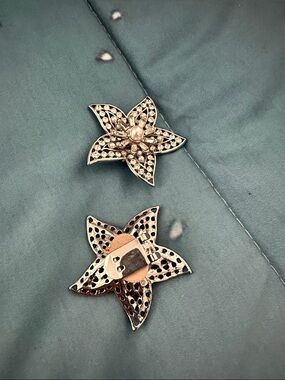 Crystal Star Flower Clip-On shoe accessories - Silver